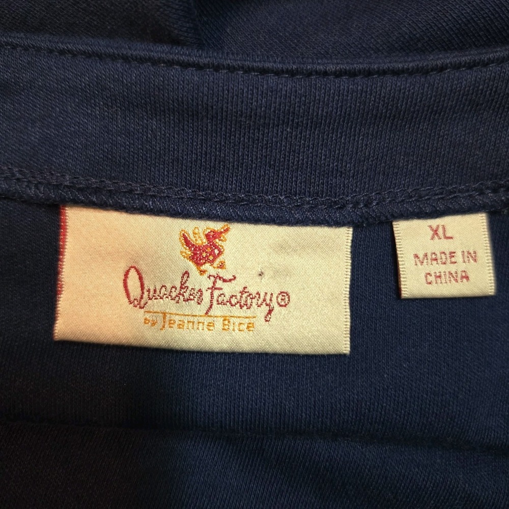 Quacker Factory Size XL Navy Field of Daisies Button-up Short Sleeve Knit Top - Picture 6 of 6